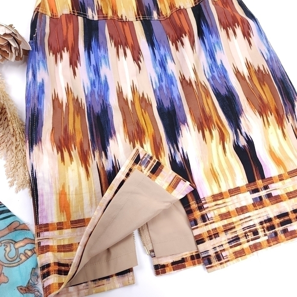 ETCETERA Multicolored Double Gold Front Zipper Skirt Absolutely Gorgeous Sz 4 - Picture 6 of 14
